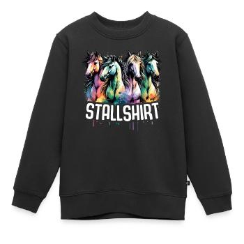 Pferde Stall Geschenk Gbeurtstag Reiten - Kinder Premium Organic Sweatshirt - Schwarz - Vorne - AI Model Kid Female (0cm)