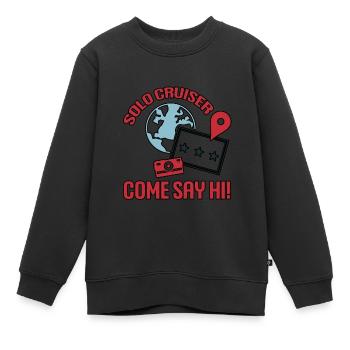 Croiseur solo Come Say Hi 4 - Sweat Premium enfant bio - noir - Devant - AI Model Kid Female (0cm)