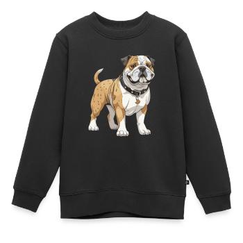 Chien bouledogue - Sweat Premium enfant bio - noir - Devant - AI Model Kid Female (0cm)