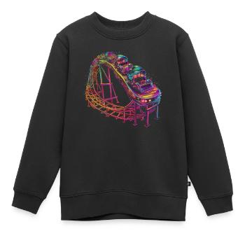 Achterbahn Vergnügungspark Popart - Kinder Premium Organic Sweatshirt - Schwarz - Vorne - AI Model Kid Female (0cm)