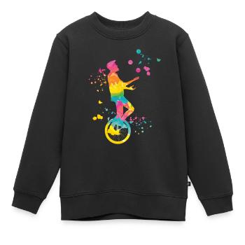Unicycliste monocycle monocycle - Sweat Premium enfant bio - noir - Devant - AI Model Kid Female (0cm)