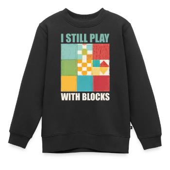 Lustiges Quilten, ich spiele immer noch mit Blocks Quilt - Kinder Premium Organic Sweatshirt - Schwarz - Vorne - AI Model Kid Female (0cm)