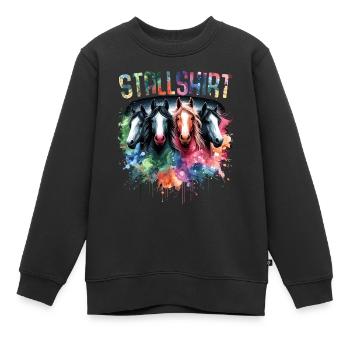 Pferde Stall Geschenk Gbeurtstag Reiten - Kinder Premium Organic Sweatshirt - Schwarz - Vorne - AI Model Kid Female (0cm)