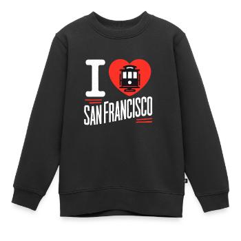 J’adore San Francisco, la ville dorée - Sweat Premium enfant bio - noir - Devant - AI Model Kid Female (0cm)