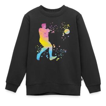 Lanceur de marteau Lancer de marteau Colorsplash - Sweat Premium enfant bio - noir - Devant - AI Model Kid Female (0cm)