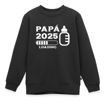 Papa 2025 Chargement Cadeau Futur Père - Sweat Premium enfant bio - noir - Devant - AI Model Kid Female (0cm)