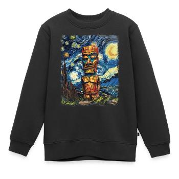 Tiki Luau Hawaiian Hawaii Tiki Maske Sternennacht - Kinder Premium Organic Sweatshirt - Schwarz - Vorne - AI Model Kid Female (0cm)