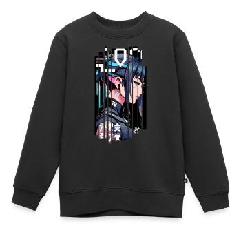 Frau Ninja Geometrische Ninja Spiele - Kinder Premium Organic Sweatshirt - Schwarz - Vorne - AI Model Kid Female (0cm)