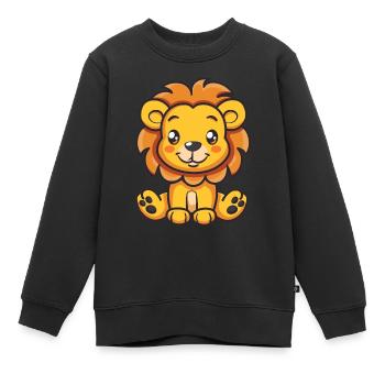 Petit Lion pour les enfants - Sweat Premium enfant bio - noir - Devant - AI Model Kid Female (0cm)