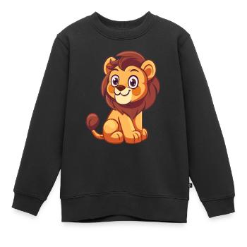 Petit Lion pour les enfants - Sweat Premium enfant bio - noir - Devant - AI Model Kid Female (0cm)