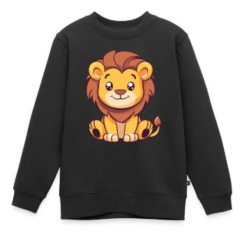 Petit Lion pour les enfants - Sweat Premium enfant bio - noir - Devant - AI Model Kid Female (0cm)
