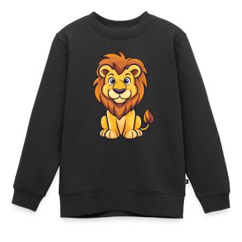 Petit Lion pour les enfants - Sweat Premium enfant bio - noir - Devant - AI Model Kid Female (0cm)