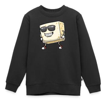 Tofu dansant pour les végétaliens et les amateurs de tofu - Sweat Premium enfant bio - noir - Devant - AI Model Kid Female (0cm)