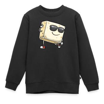 Tofu dansant pour les végétaliens et les amateurs de tofu - Sweat Premium enfant bio - noir - Devant - AI Model Kid Female (0cm)