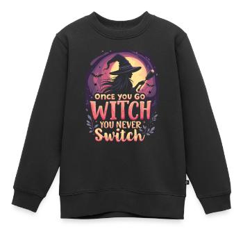 Costume de sorcière d’Halloween Balai de sorcière - Sweat Premium enfant bio - noir - Devant - AI Model Kid Female (0cm)
