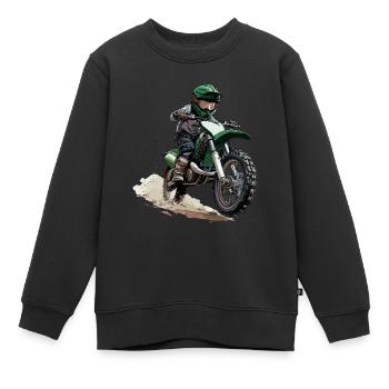 Motocross et moto tout-terrain - Sweat Premium enfant bio - noir - Devant - AI Model Kid Female (0cm)