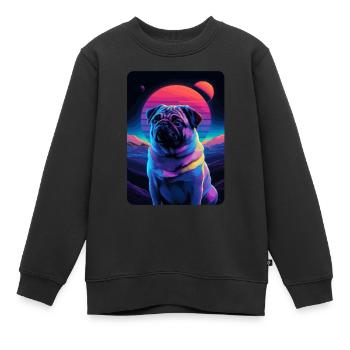 Animal Art Planète Fantasy Oeuvre Carlin - Sweat Premium enfant bio - noir - Devant - AI Model Kid Female (0cm)