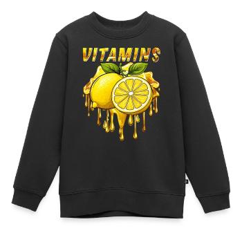 ZITRONE VITAMINS - Kinder Premium Organic Sweatshirt - Schwarz - Vorne - AI Model Kid Female (0cm)