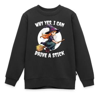 Costume de sorcière d’Halloween Balai de sorcière - Sweat Premium enfant bio - noir - Devant - AI Model Kid Female (0cm)