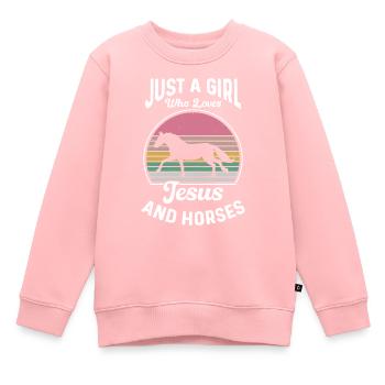 Jesus and Horses Riding Riding - Kids Premium Organic Sweatshirt - rose - Front - AI Model Kid Female (0cm)