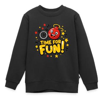 ZEIT FÜR SPASS - Kinder Premium Organic Sweatshirt - Schwarz - Vorne - AI Model Kid Female (0cm)