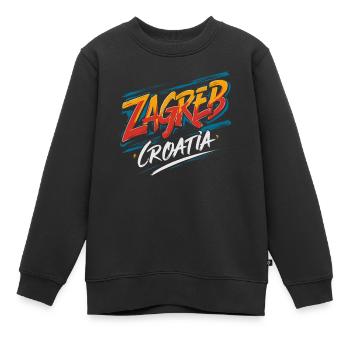 Zagreb, Croatie, Œuvres d’art souvenirs - Sweat Premium enfant bio - noir - Devant - AI Model Kid Female (0cm)