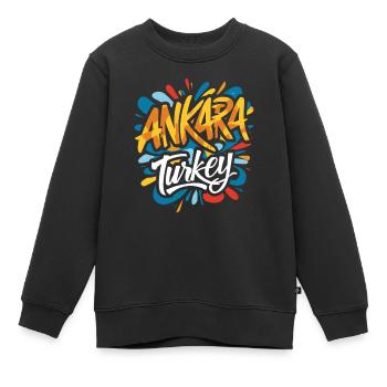 Souvenir Ankara Turquie - Sweat Premium enfant bio - noir - Devant - AI Model Kid Female (0cm)