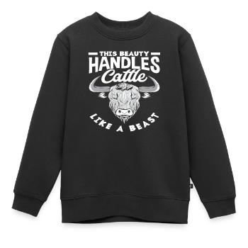Diese Schönheit Handhabt Hochlandkuh Wie Ein Biest - Kinder Premium Organic Sweatshirt - Schwarz - Vorne - AI Model Kid Female (0cm)