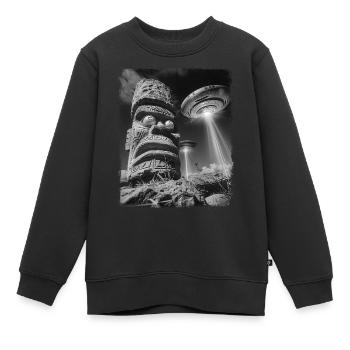 Tiki Luau Tiki Masque OVNI Alien Alien Self - Sweat Premium enfant bio - noir - Devant - AI Model Kid Female (0cm)