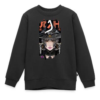 Halloween Frau Geometrischer Effekt Orange Hexe - Kinder Premium Organic Sweatshirt - Schwarz - Vorne - AI Model Kid Female (0cm)