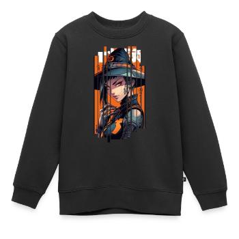 Orange Geometrische Hexe - Kinder Premium Organic Sweatshirt - Schwarz - Vorne - AI Model Kid Female (0cm)