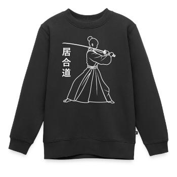 iaido - Sweat Premium enfant bio - noir - Devant - AI Model Kid Female (0cm)