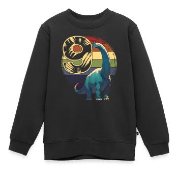 Brachiosaurus 9 ans 9e anniversaire - Sweat Premium enfant bio - noir - Devant - AI Model Kid Female (0cm)