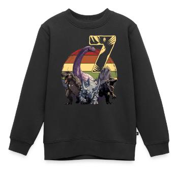 Cool dinosaure 7 ans 7e cadeau d’anniversaire - Sweat Premium enfant bio - noir - Devant - AI Model Kid Female (0cm)