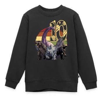 Cool dinosaure 10 ans 10e anniversaire cadeau - Sweat Premium enfant bio - noir - Devant - AI Model Kid Female (0cm)