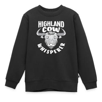 Highland Cow Whisperer Schottisches Hochlandrind - Kinder Premium Organic Sweatshirt - Schwarz - Vorne - AI Model Kid Female (0cm)