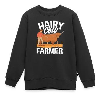 Haarige Kuh Bauer Highland Cow - Kinder Premium Organic Sweatshirt - Schwarz - Vorne - AI Model Kid Female (0cm)
