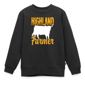 Highland Farmer Schottische Hochlandkuh - Kinder Premium Organic Sweatshirt - Schwarz - Vorne - AI Model Kid Female (0cm)