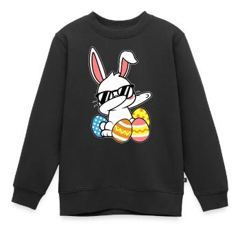 Dabbing Lapin de Pâques Pâques - Sweat Premium enfant bio - noir - Devant - AI Model Kid Female (0cm)