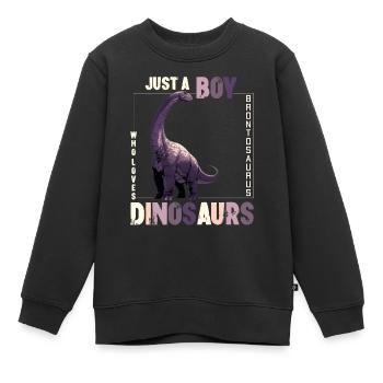 Juste un garçon qui aime les dinosaures Brontosaure - Sweat Premium enfant bio - noir - Devant - AI Model Kid Female (0cm)