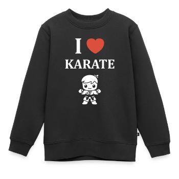 karate - Sweat Premium enfant bio - noir - Devant - AI Model Kid Female (0cm)