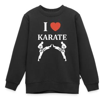 karate - Sweat Premium enfant bio - noir - Devant - AI Model Kid Female (0cm)