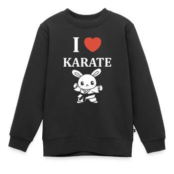 karate - Sweat Premium enfant bio - noir - Devant - AI Model Kid Female (0cm)