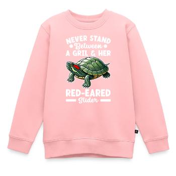 Tortue Tortue à oreilles rouges - Sweat Premium enfant bio - rose - Devant - AI Model Kid Female (0cm)