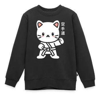 karate - Sweat Premium enfant bio - noir - Devant - AI Model Kid Female (0cm)