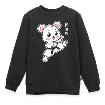 karate - Sweat Premium enfant bio - noir - Devant - AI Model Kid Female (0cm)