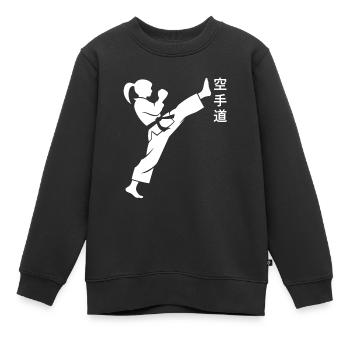 karate - Sweat Premium enfant bio - noir - Devant - AI Model Kid Female (0cm)