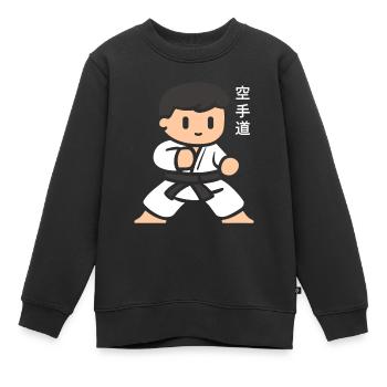 karate - Sweat Premium enfant bio - noir - Devant - AI Model Kid Female (0cm)