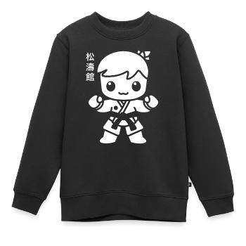 karate - Sweat Premium enfant bio - noir - Devant - AI Model Kid Female (0cm)