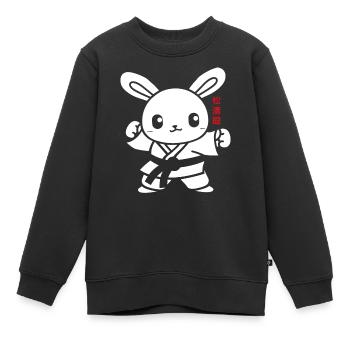 karate - Sweat Premium enfant bio - noir - Devant - AI Model Kid Female (0cm)